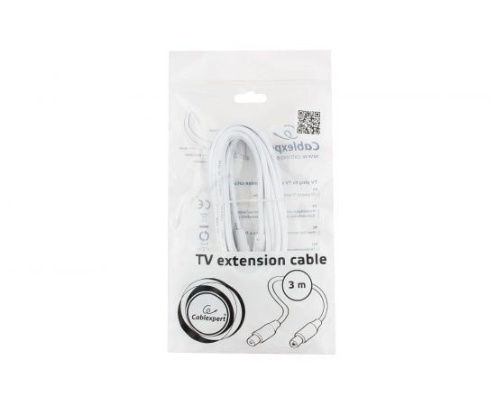 Телевизионный кабель Cablexpert CCV-515-W-3M Coaxial M/F белый 3м – изображение 3