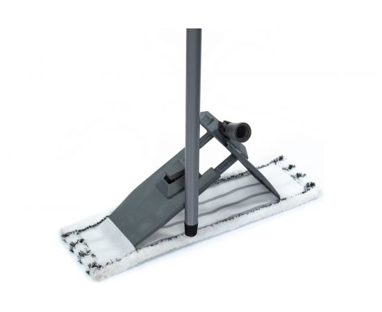 Плоская швабра для влажной уборки InLoran микрофибра, 44x13см, ручка 110см BS-043GR – изображение 6