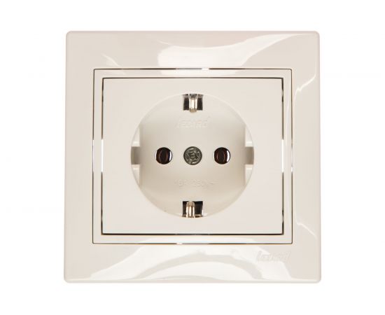 Розетка Lezard MIRA, с заземлением, ПБТ, белый с белой вставкой 701-0202-122B 