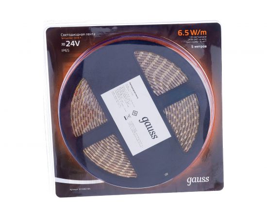 Лента Gauss LED 2835/120-SMD 6.5W 24V DC теплый белый IP65 311000165 
