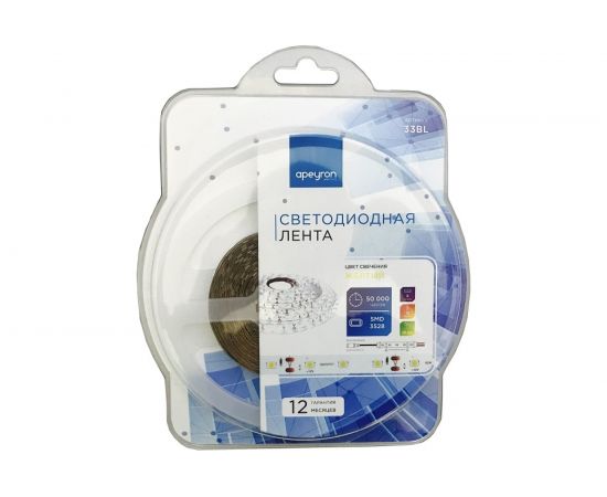 Светодиодная лента в блистере APEYRON 12В, 4.8Вт/м, smd 3528 33BL 
