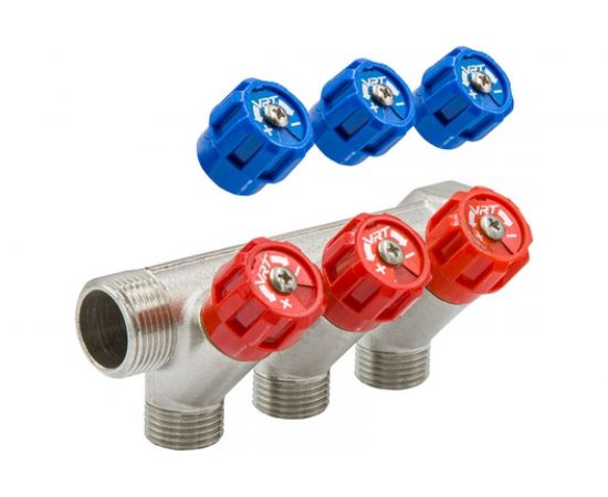 Коллектор VRT 3/4""x1/2"", с регулировочными вентилями, 3 выхода 524077 