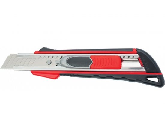 Нож 18мм, выдвижное лезвие, металлическая направляющая, двойная фиксация, эргономичная двухкомпонентная рукоятка MATRIX QUIK BLADE 78936 