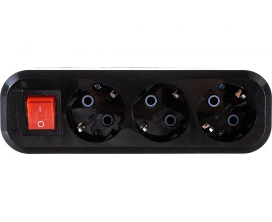 Розеточная колодка TDM 3 гнезда 2П 3 c выключателем 16А 250В черная SQ1806-0117 