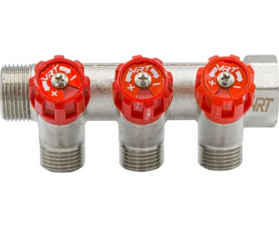 Коллектор VRT 3/4""x1/2"", с регулировочными вентилями, 3 выхода 524077 – изображение 2