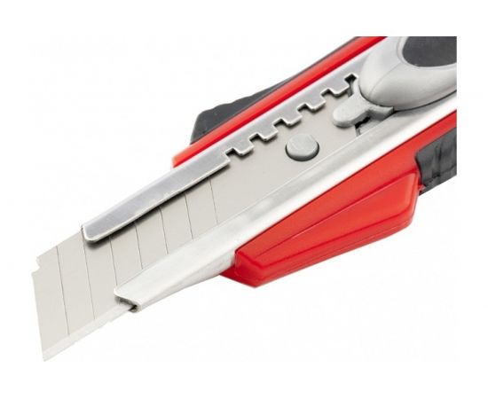 Нож 18мм, выдвижное лезвие, металлическая направляющая, двойная фиксация, эргономичная двухкомпонентная рукоятка MATRIX QUIK BLADE 78936 – изображение 2