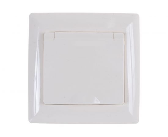 Розетка Intro 420302 2PE Schuko с крышкой, 16А, 250В, СУ, Solo, слоновая кость Б0043320 – изображение 2