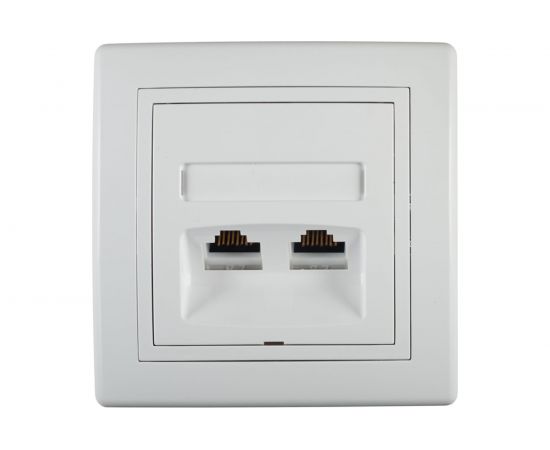 Коммуникационная двойная розетка Aling-conel PRESTIGE RJ45 Cat5e UTP, белая 614.00 113031 – изображение 2