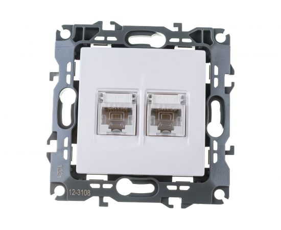 Информационная двойная розетка ЭРА 12-3108-01 2XRJ45, IP20, 12, белый Б0014729 – изображение 2