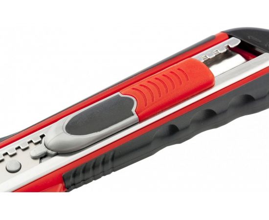 Нож 18мм, выдвижное лезвие, металлическая направляющая, двойная фиксация, эргономичная двухкомпонентная рукоятка MATRIX QUIK BLADE 78936 – изображение 3