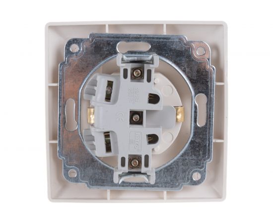 Розетка Intro 420302 2PE Schuko с крышкой, 16А, 250В, СУ, Solo, слоновая кость Б0043320 – изображение 3