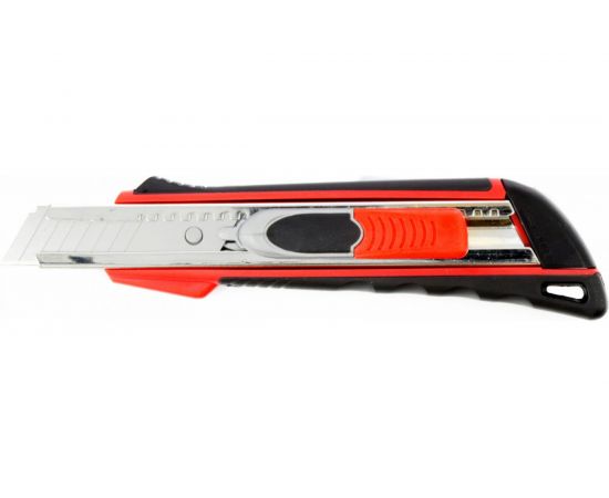 Нож 18мм, выдвижное лезвие, металлическая направляющая, двойная фиксация, эргономичная двухкомпонентная рукоятка MATRIX QUIK BLADE 78936 – изображение 4