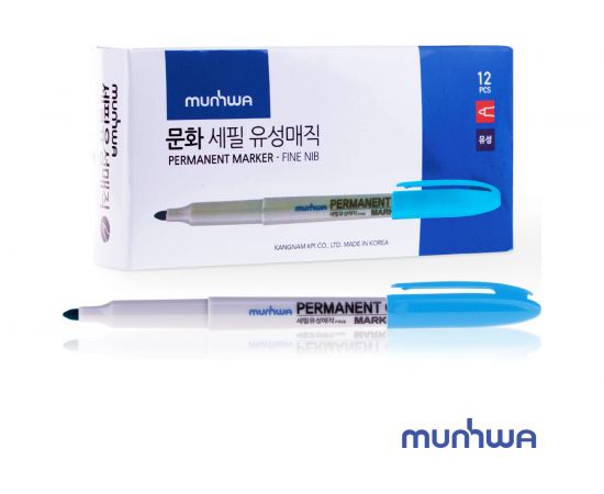 Перманентный маркер Munhwa FPM-12 голубой, пулевидный, 1,5мм – изображение 5
