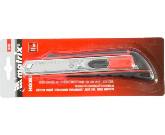 Нож 18мм, выдвижное лезвие, металлическая направляющая, двойная фиксация, эргономичная двухкомпонентная рукоятка MATRIX QUIK BLADE 78936 – изображение 5