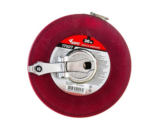 Рулетка (фибергласовая лента 20 м, красный пластиковый корпус) КУРС 17507 – изображение 6