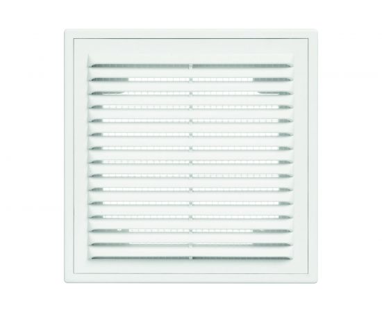 Решетка вентиляционная вытяжная с рамкой (210x210 мм; белая) ВИЕНТО 2121ВР 
