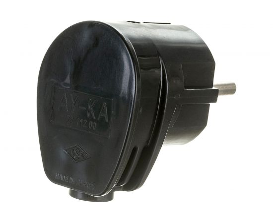 Угловая вилка AY-KA 16А 250В с заземлением, черный 7911200 