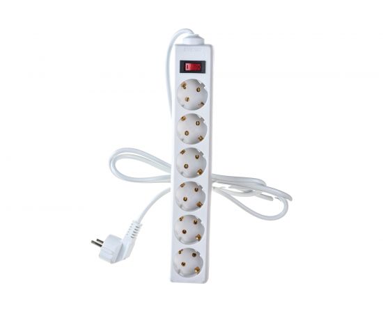 Сетевой фильтр ExeGate SP-6-1.8W 6 евро с заземлением, 1.8м, выключатель с подсветкой, белый 221172 