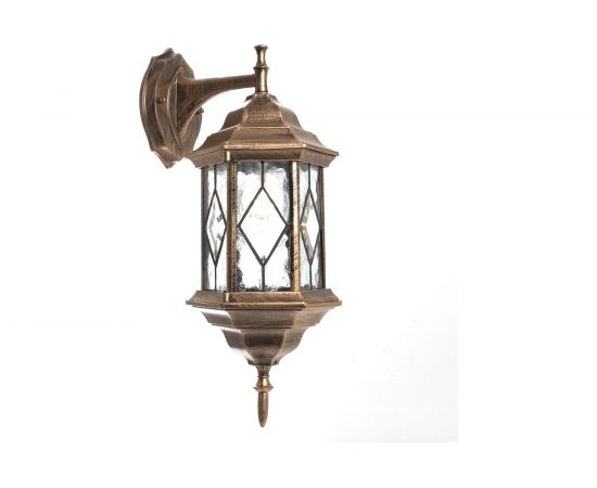 Садово-парковый светильник, шестигранный на стену вниз 60W E27 230V, черное золото Feron PL122 11344 