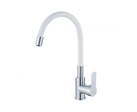 Смеситель для кухонной мойки Haiba латунь, с гибким изливом, белый HB70112-8 