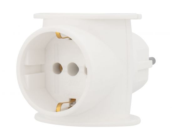 Электрический тройник REXANT одно гнездо с заземлением 16 А белый 11-1080 