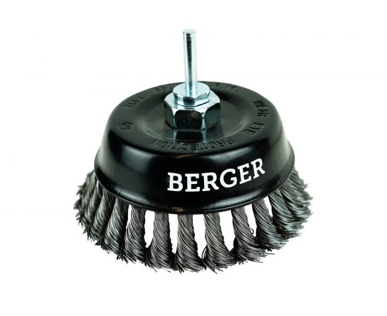 Кордщётка чашеобразная 125 мм, витая оцинкованная сталь 0.5 мм, М14, адаптер на 6 мм Berger BG BG1745 – изображение 2