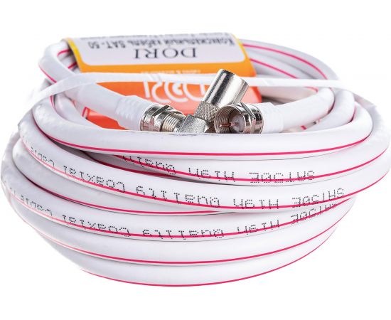 Коаксиальный кабель DORI SAT-50 на F-разъёмах 5 м + переходник на TV 40019 – изображение 2