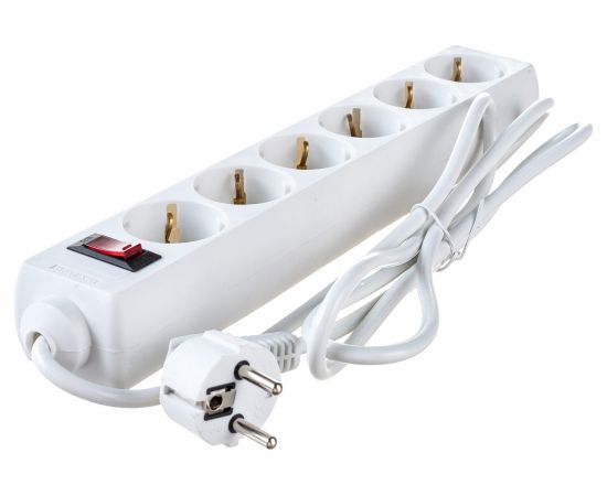 Сетевой фильтр ExeGate SP-6-1.8W 6 евро с заземлением, 1.8м, выключатель с подсветкой, белый 221172 – изображение 2