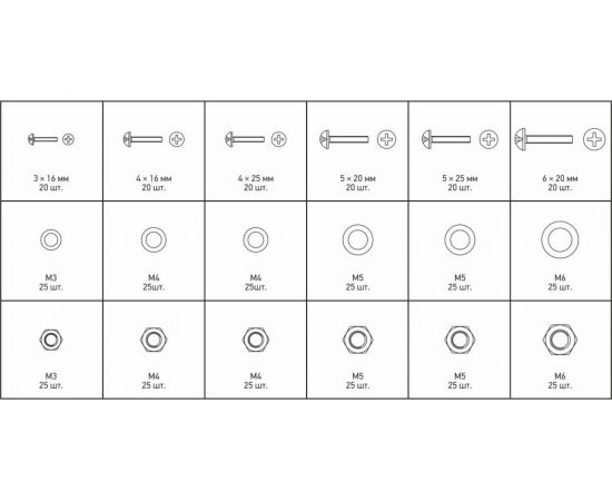 Набор машинных гаек и болтов Сервис Ключ 420 предметов 73420 – изображение 3