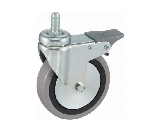 Колесо с вращающейся опорой, стержнем и передним тормозом (125 мм; 80 кг) Tellure rota 379105 – изображение 3