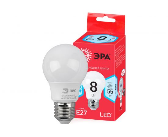 Светодиодная лампочка ЭРА RED LINE LED A55-8W-840-E27 R E27 8Вт нейтральный белый свет Б0052382 – изображение 4