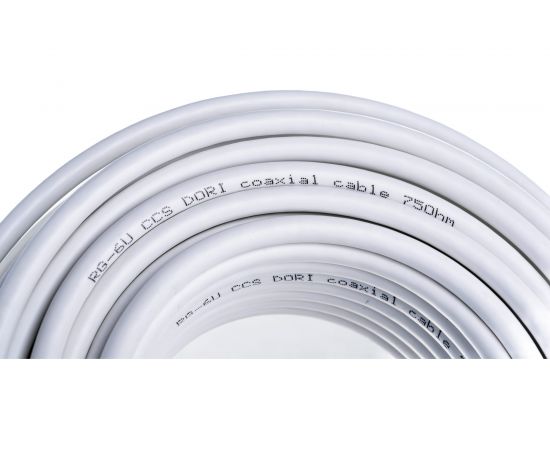 Коаксиальный кабель DORI RG-6 на F-разъёмах 20 м + переходник на TV 40903 – изображение 5