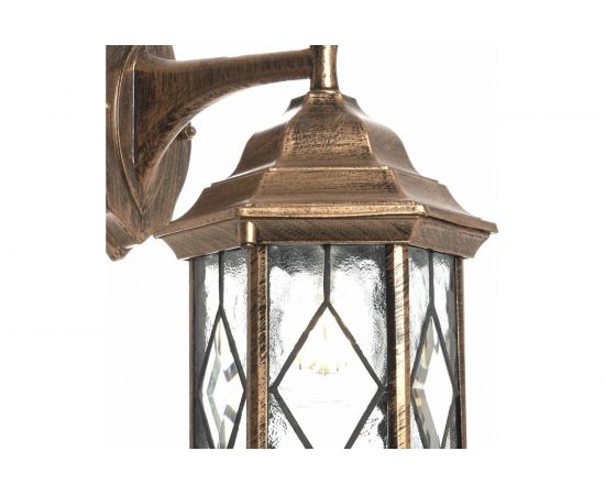 Садово-парковый светильник, шестигранный на стену вниз 60W E27 230V, черное золото Feron PL122 11344 – изображение 5