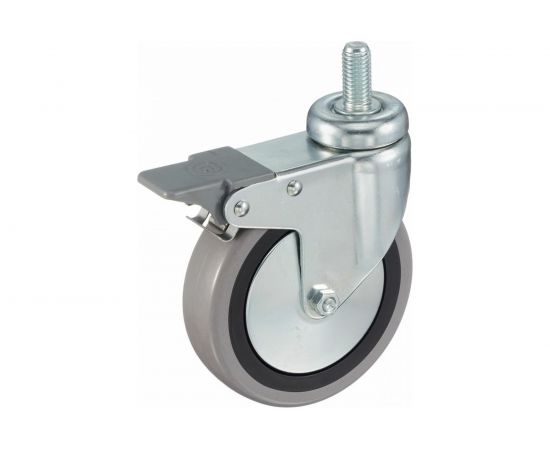 Колесо с вращающейся опорой, стержнем и передним тормозом (125 мм; 80 кг) Tellure rota 379105 – изображение 5