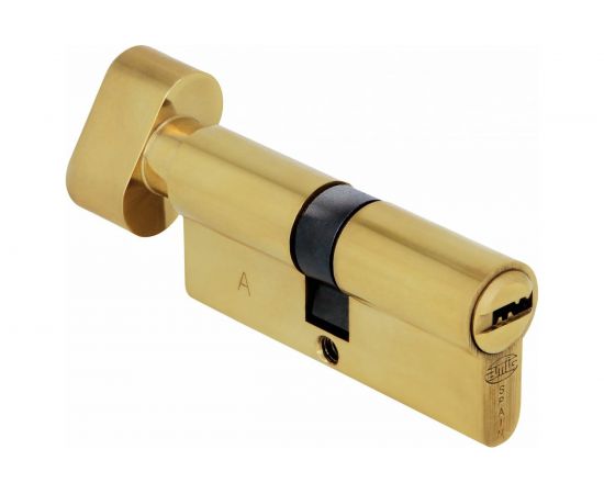 Цилиндровый механизм с вертушкой Amig полированная латунь, 30x30, ключ/вертушка 9800-60 