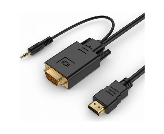 Кабель Cablexpert HDMI VGA, 19M/15M + 3.5Jack 3м черный, позолоченные разъемы A-HDMI-VGA-03-10 