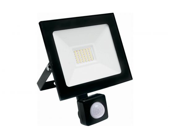 Светодиодный прожектор с встроенным датчиком 2835SMD 30W 6400K AC220V/50Hz IP65, черный в компактном корпусе SAFFIT SFL80-30 29523 