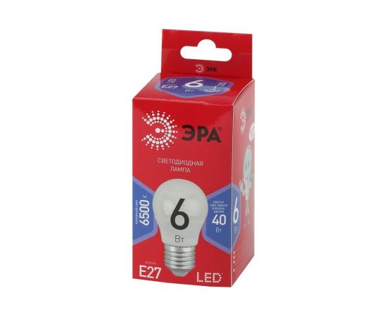 Светодиодная лампа ЭРА LED P45 6W 865 E27 R диод, шар, 6Вт, хол, Б0045357 – изображение 2