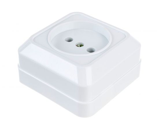 Розетка Intro 2Э20101 2P, 16А, 250В,ОУ, б.м.п., Quadro, белый 3 Б0038870 – изображение 2