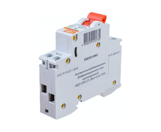 Автоматический выключатель дифференциального тока TDM 63М 2P1P+N C25 30мА 4,5кА тип АС SQ0202-0062 – изображение 2