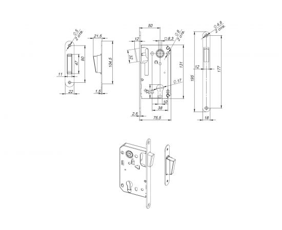 Врезной магнитный замок Fuaro 5300-M-C под ЦМ SN, матовый никель 42077 – изображение 3