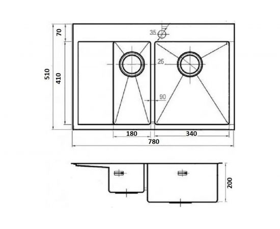 Кухонная мойка из нержавеющей стали WISENT 7851-SR 78x51 см, с раздвижным коландером WW37851-SR/W302644 – изображение 7