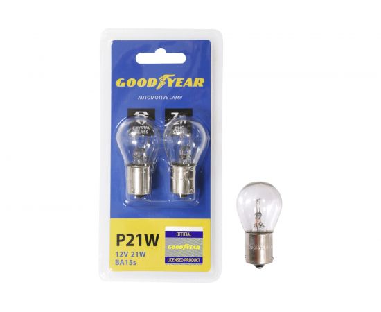 Автомобильная лампа накаливания Goodyear P21W 12V 21W BA15s блистер: к-т 2шт. GY012222 
