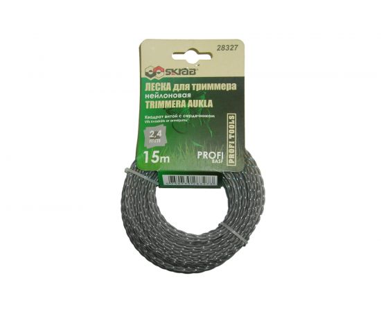 Леска для триммера PROFI (2.4 мм х 15 м; витой квадрат с сердечником) SKRAB 28327 