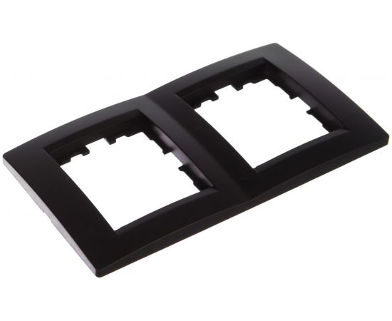 Двухместная вертикальная рамка Lezard KARINA без вставок, чёрный бархат 707-4200-152 