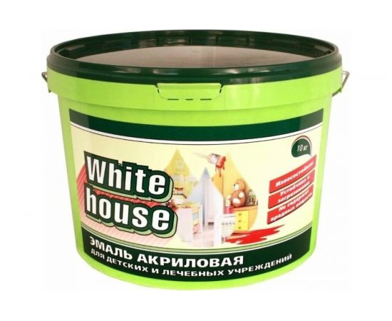 Акриловая эмаль для детских и лечебных учреждений White House (белая; полуглянцевая; 10 кг) 14013 