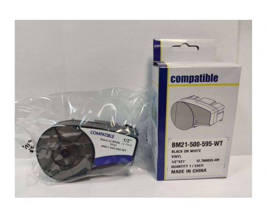 Лента Русмарк BM21-375-595-WT, 9.53мм/6.4м винил, черная на белом BMP21 Plus , Китай RM142800 – изображение 2