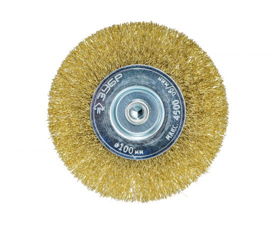 Щетка дисковая (100 мм; 0.3 мм; витая латунированная стальная проволока) для дрели ЗУБР 3520-100_z02 – изображение 2