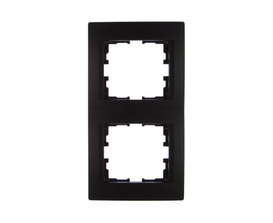 Двухместная вертикальная рамка Lezard KARINA без вставок, чёрный бархат 707-4200-152 – изображение 2