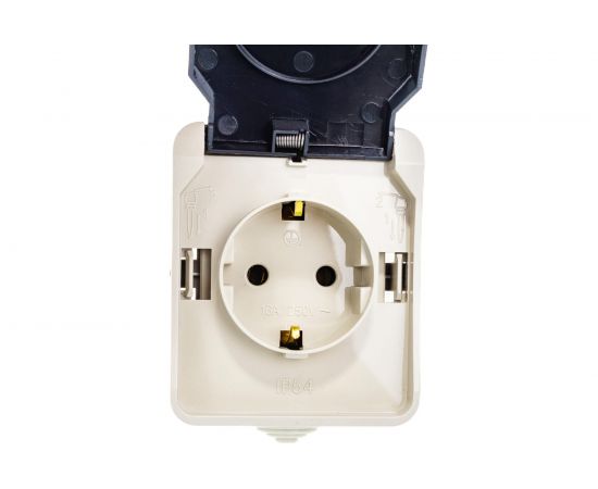 Розетка Smartbuy 1-местная с заземлением 16А с крышкой, IP54 Сатурн SBE-04w-16-S1-Z – изображение 3